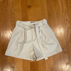 NWT White Faux Leather Belted Shorts